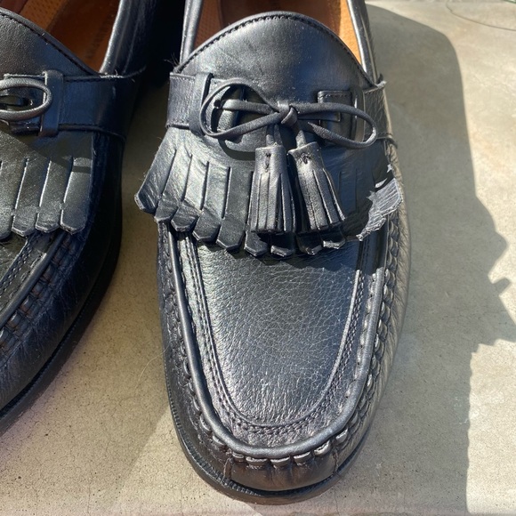 JOHNSTON MURPHY BLACK Aragon II Kiltie Tassel Pebbled Leather Loafers 12N - Picture 9 of 12